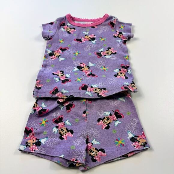 Disney Minnie Mouse Toddler Girls Summer Sleep Set Purple Pink Flowers Size 12M - Picture 1 of 12